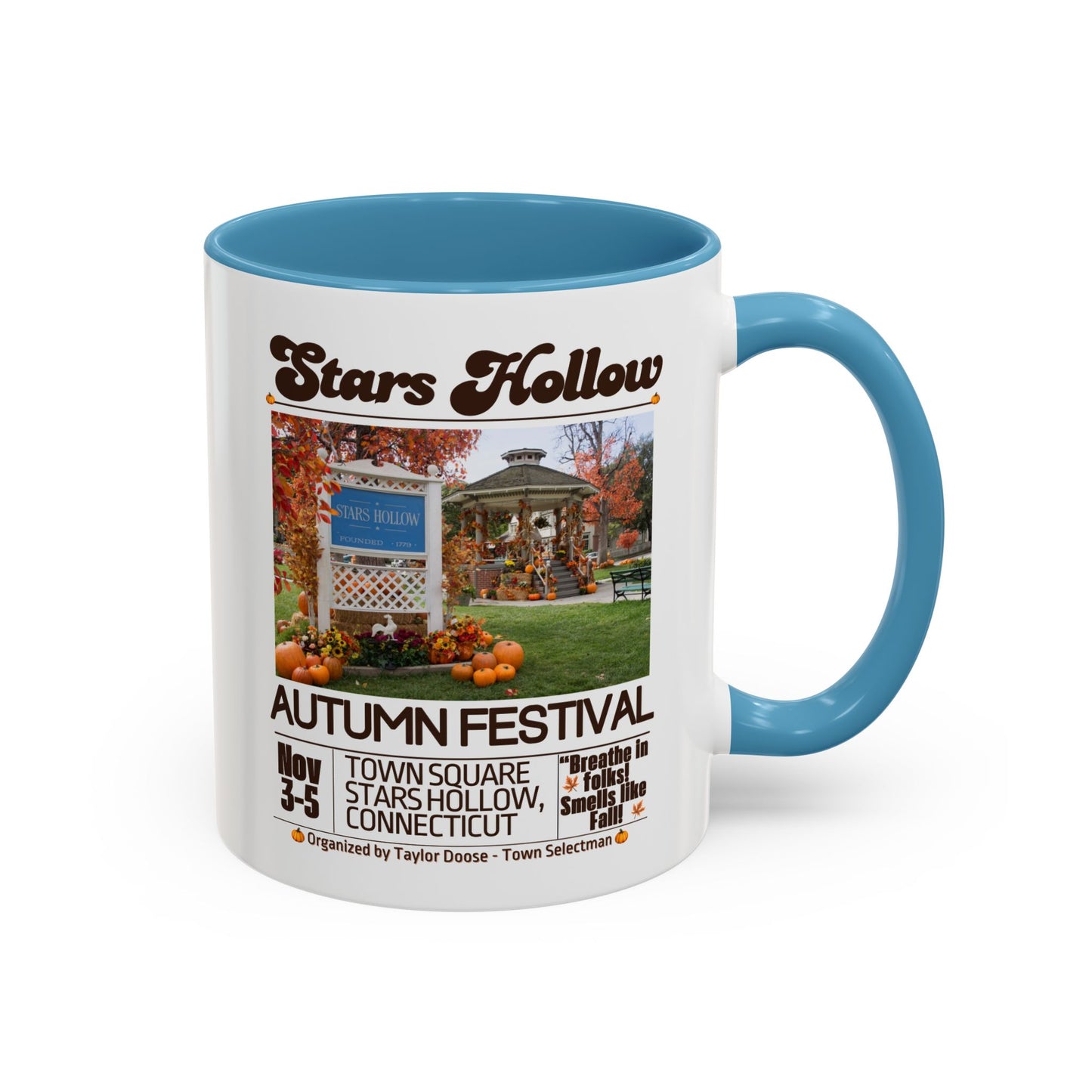 Gilmore Girls TV Show Colored Handle TV Mug 11 oz or 15 oz - Stars Hollow Autumn Festival Coffee Mug Gift